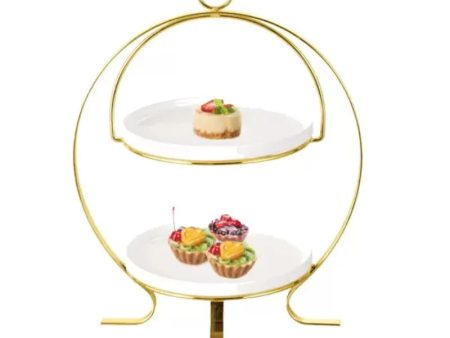 2 Tier Plates With Gold Stand 8.25  Hot on Sale