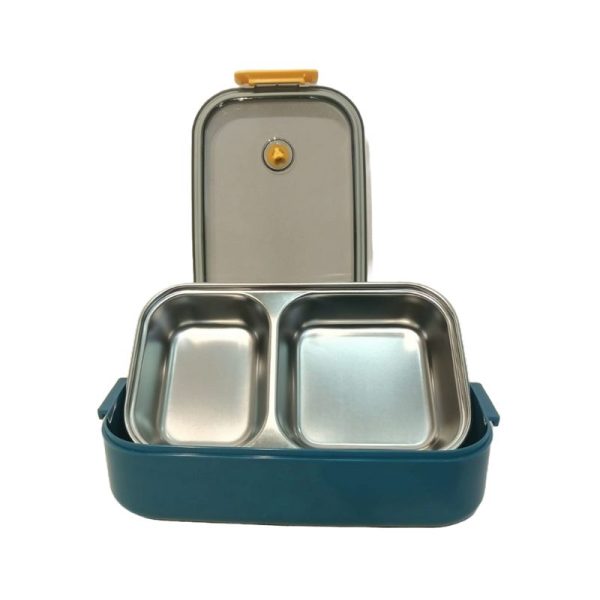 2 Compartment Insulated Lunch Box Blue Online now