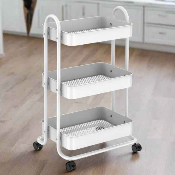 3 Tier Steel Trolley White Online Hot Sale